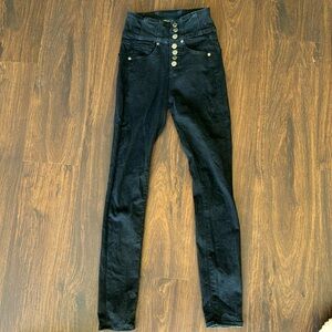 Veronica Beard black high rise jeans with buttons